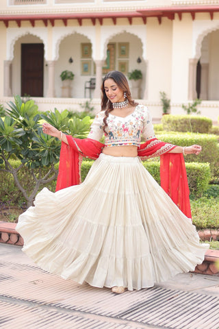 Elegant Cosmos Silk Lehenga Set with Embroidered Blouse & Designer Dupatta