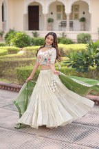 Elegant Cosmos Silk Lehenga Set with Embroidered Blouse & Designer Dupatta
