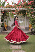 Traditional Kora Cotton Frill Stitch Lehenga Choli for Navratri
