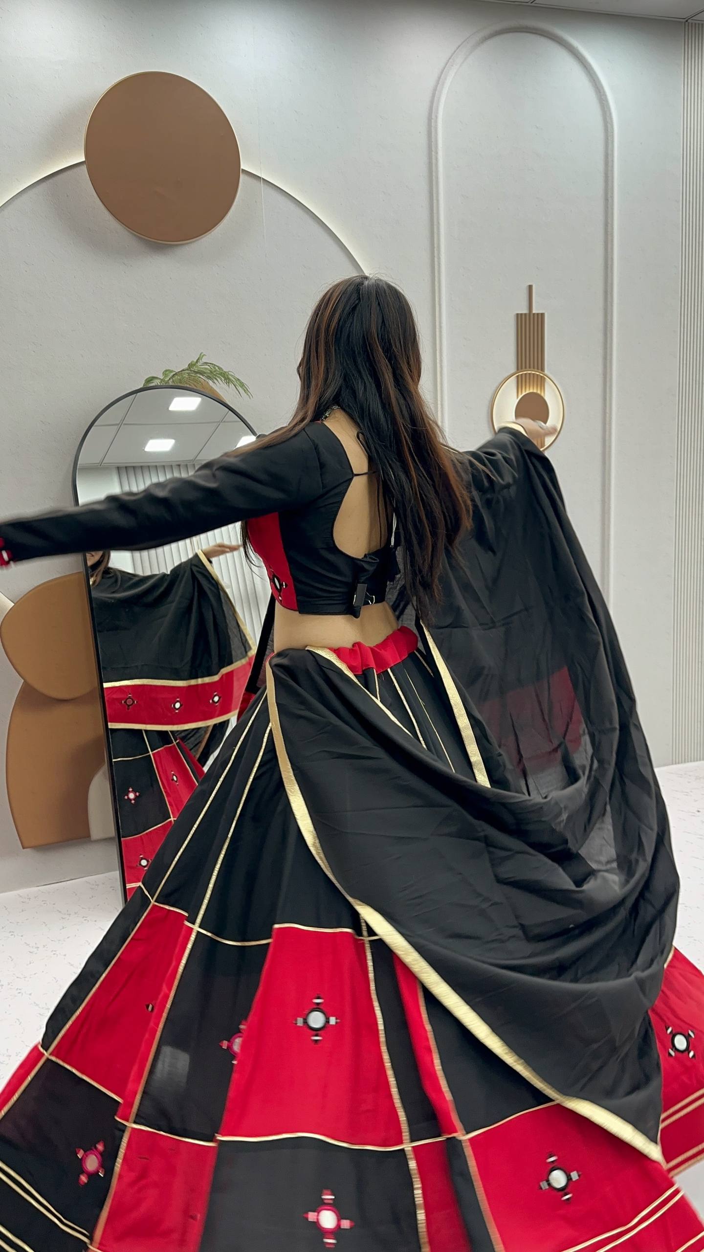 Garba Special Cotton Mirror Gota Patti Lehenga Set | Tulip Designer
