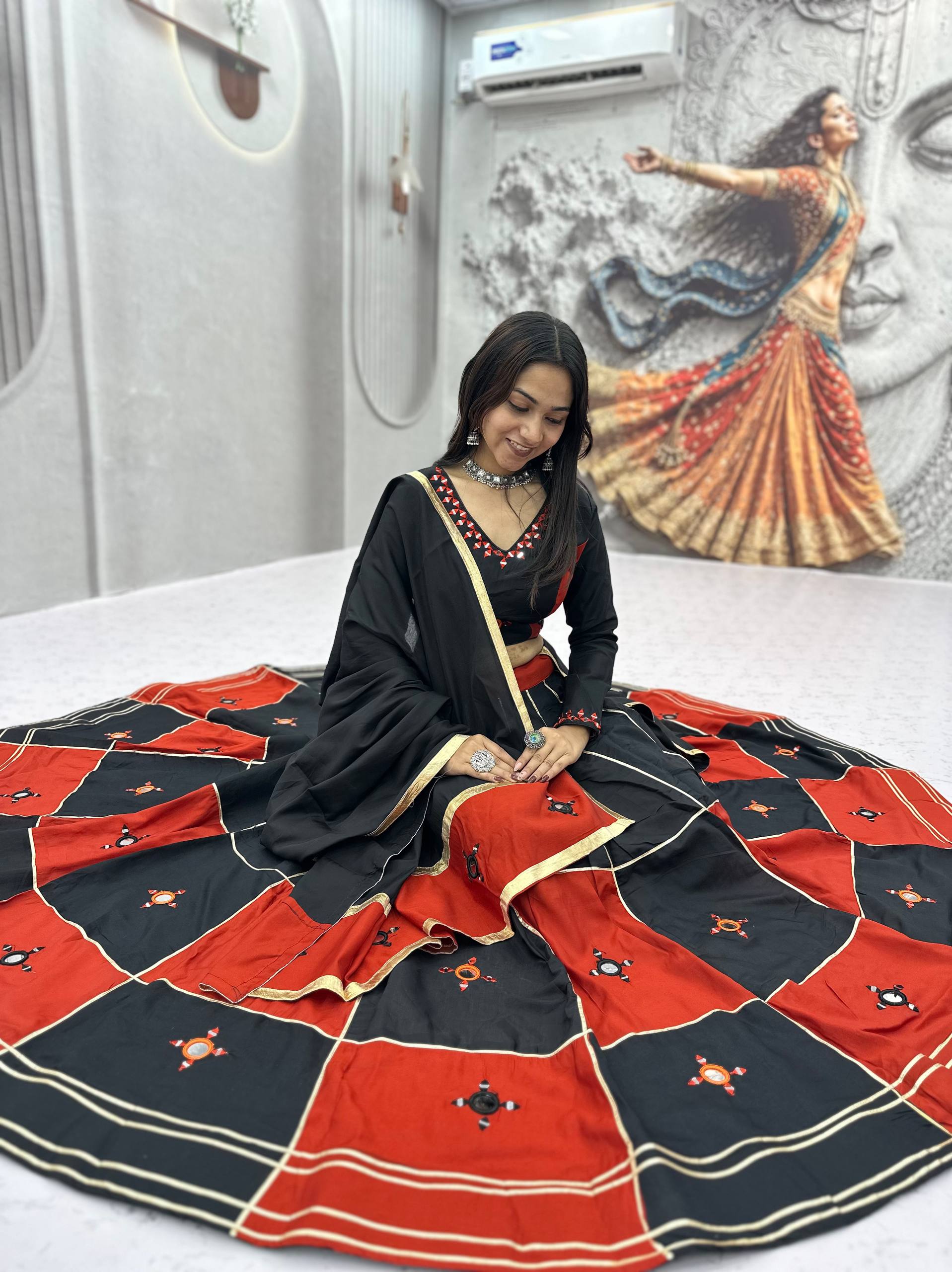 Garba Special Cotton Mirror Gota Patti Lehenga Set | Tulip Designer
