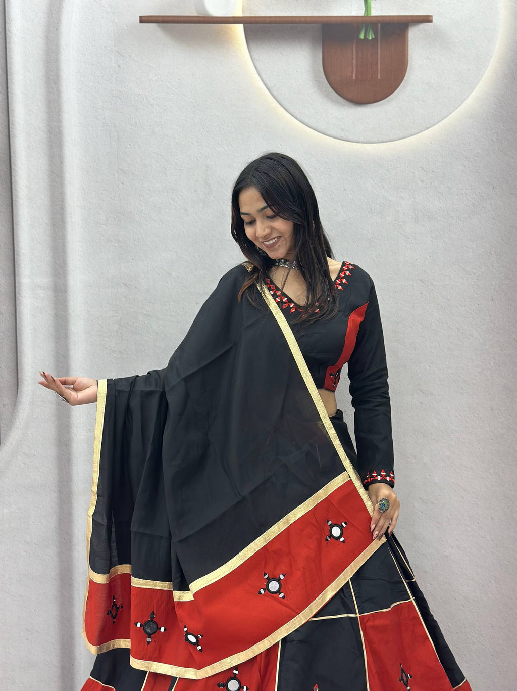 Garba Special Cotton Mirror Gota Patti Lehenga Set | Tulip Designer
