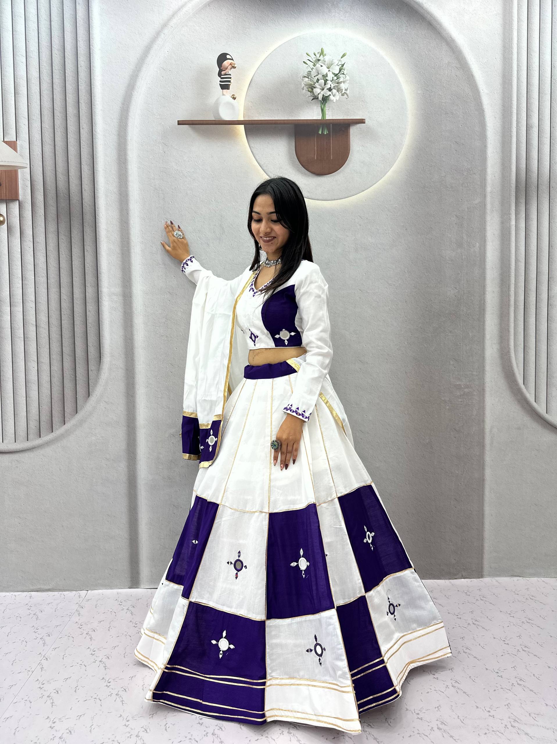 Garba Special Cotton Mirror Gota Patti Lehenga Set | Tulip Designer
