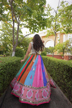 Multicolor Cotton Mirror Work Lehenga Set | Tulip Designer
