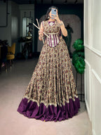 Chanderi Cotton Real Mirror Lace Lehenga Set | Tulip Designer
