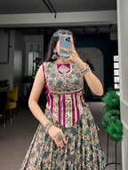 Chanderi Cotton Real Mirror Lace Lehenga Set | Tulip Designer
