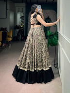 Chanderi Cotton Real Mirror Lace Lehenga Set | Tulip Designer
