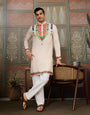 Cream Embroidered Festival Wear Kurta for Men