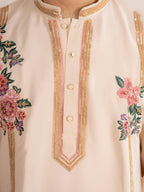 Royal Cream Armani Embroidered Mens Kurta  | Tulip Designer
