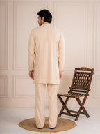 Royal Cream Armani Embroidered Mens Kurta  | Tulip Designer
