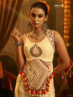 Cream Georgette Top Plazzo Set | Tulip Designer
