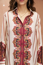 Premium Cream Pure Muslin Silk Co Ord Set For Women