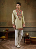 Cream Embroidery V Neck Kurta Set | Tulip Designer 
