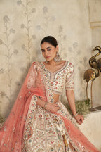 Royal Grandeur Cream Zari Embroidered Bridal Lehenga Choli Set