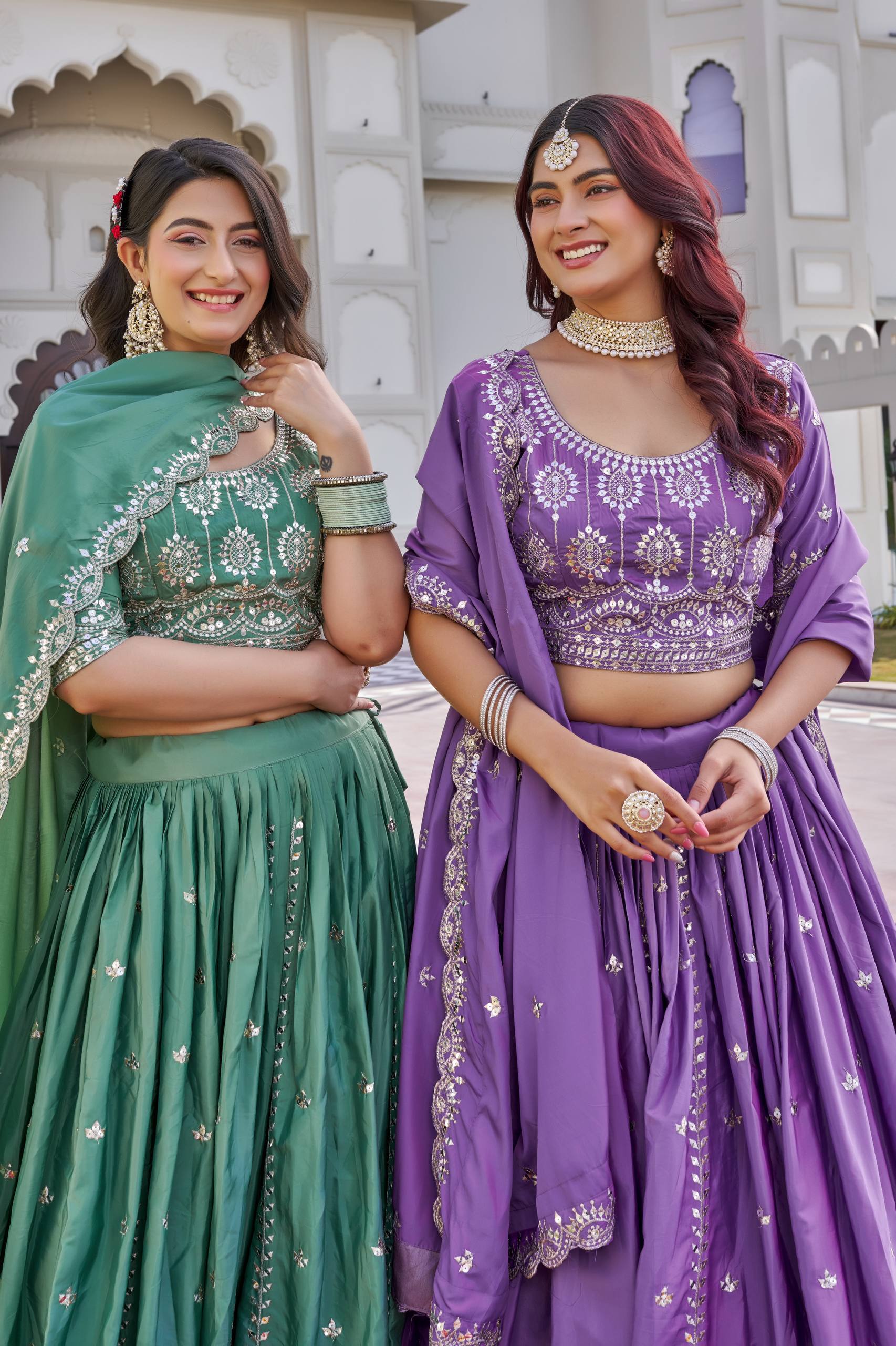 Luxury Crepe Silk Embroidered Lehenga Choli Set with Dupatta