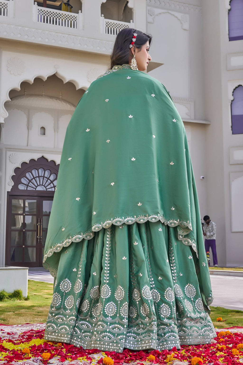 Luxury Crepe Silk Embroidered Lehenga Choli Set with Dupatta
