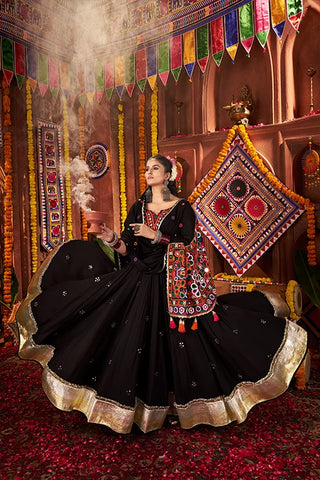 Trendy Black Mirror Work Chaniya Choli for Navratri