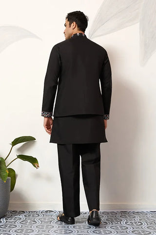Premium Wedding Black Koti Kurta Pajama for Mens Wear
