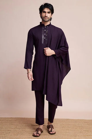 Purple Viscose Designer Kurta with Pant & Dupatta