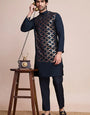 Designer Navy Men's Silk Kurta for Special Events