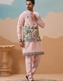 Classy Light Pink Mens Koti Kurta for Wedding Celebrations