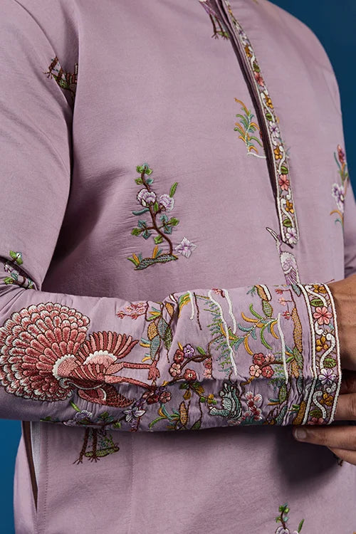 Heavy Embroidered Dusty Pink Kurta for Men