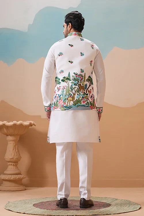 Vantara Style Premium White Mens Wear Koti Kurta Collection