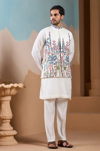 Royal Trendy White Koti Kurta Set for Men’s Wear Collection