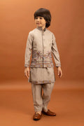 Designer Beige Koti Kurta Set for Kids 6-12 Year