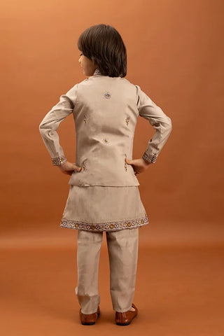 Designer Beige Koti Kurta Set for Kids 6-12 Year
