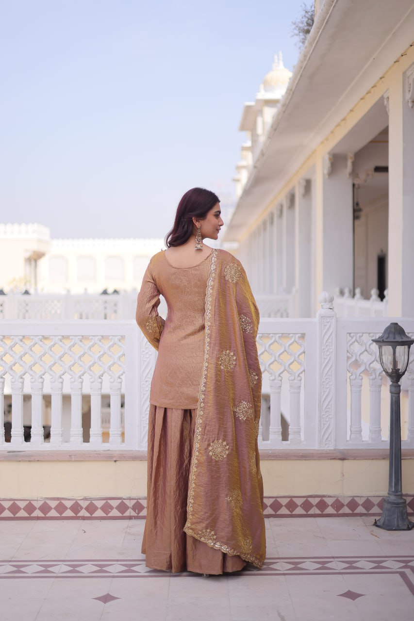 Designer Fendi Crush Kurti Sharara Set with Elegant Dupatta