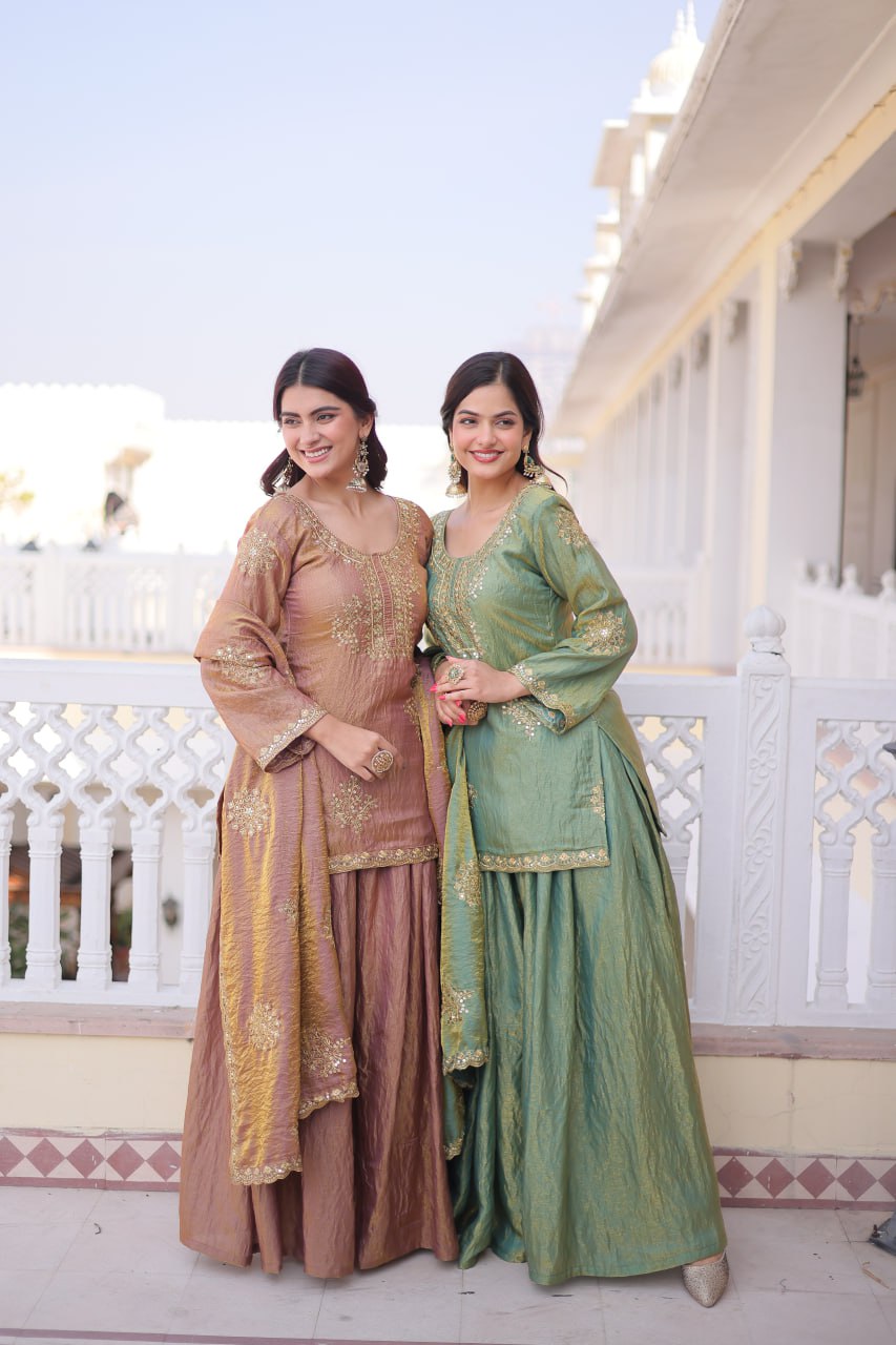 Designer Fendi Crush Kurti Sharara Set with Elegant Dupatta