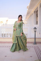 Designer Fendi Crush Kurti Sharara Set with Elegant Dupatta