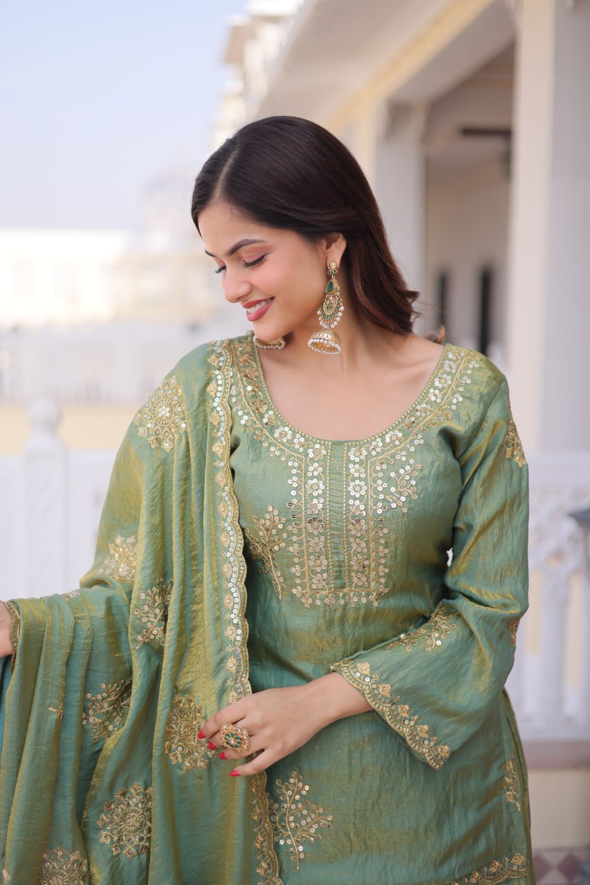 Designer Fendi Crush Kurti Sharara Set with Elegant Dupatta