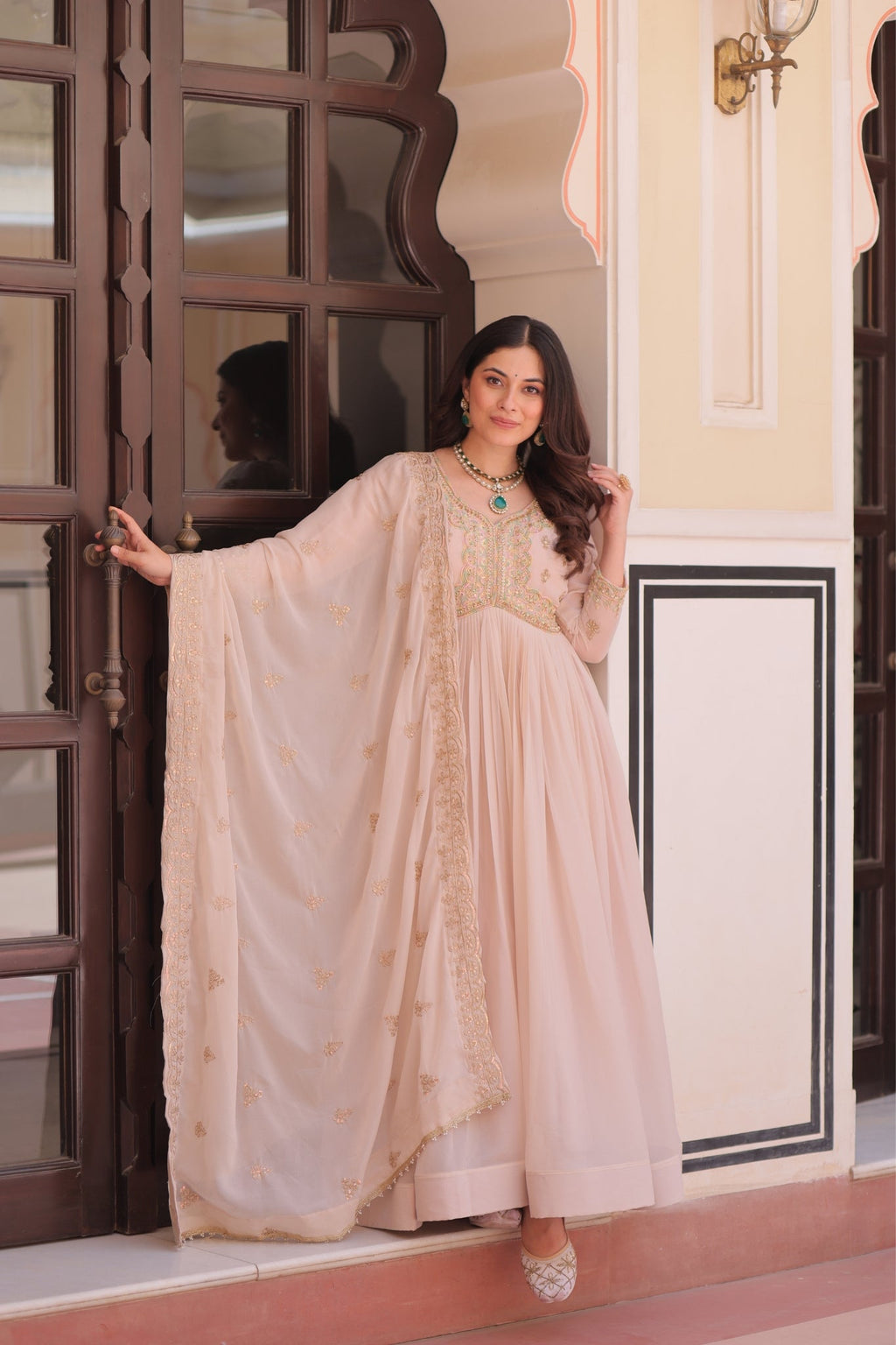 Designer Georgette Gown With Sequins Elegance