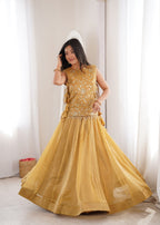 Festive Wear Salsa Crush Designer Lehenga Set with Zari Work Koti
