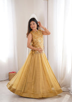 Festive Wear Salsa Crush Designer Lehenga Set with Zari Work Koti

