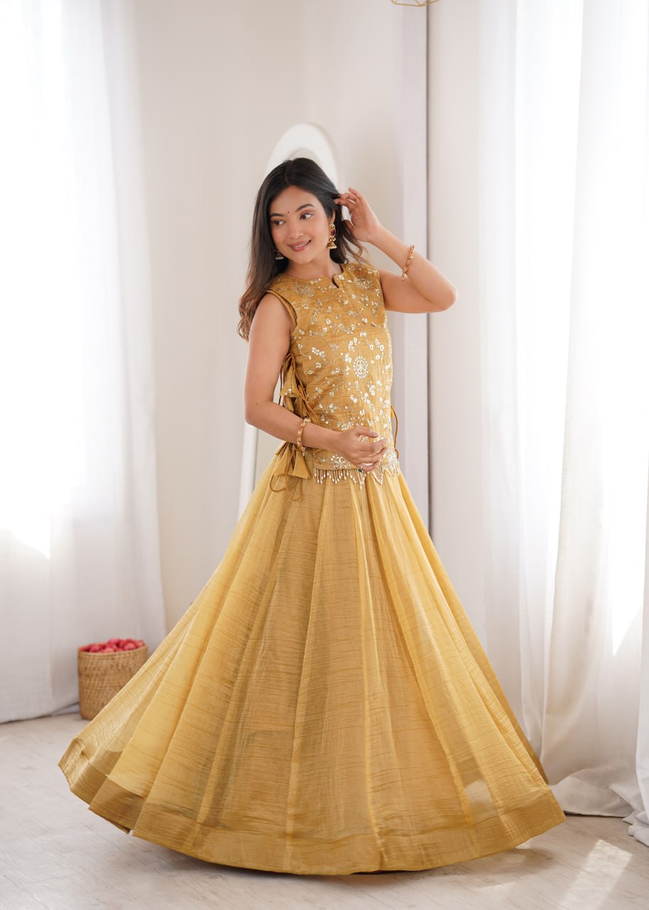 Festive Wear Salsa Crush Designer Lehenga Set with Zari Work Koti
