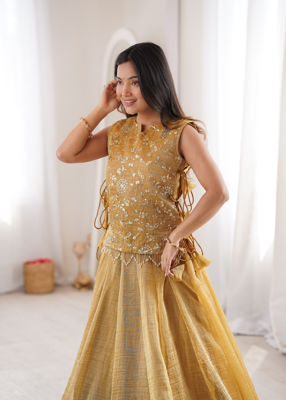 Festive Wear Salsa Crush Designer Lehenga Set with Zari Work Koti
