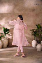 Premium Peach Designer Organza Co Ord Set