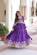 Designer Purple Lehenga Choli Set with Dupatta For Women
