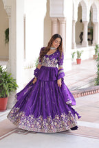 Designer Purple Lehenga Choli Set with Dupatta For Women
