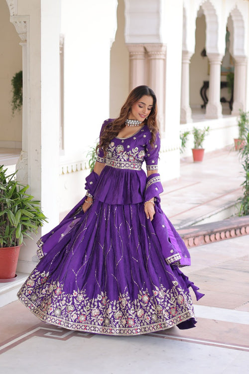 Designer Purple Lehenga Choli Set with Dupatta For Women
