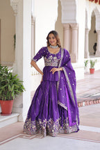 Designer Purple Lehenga Choli Set with Dupatta For Women
