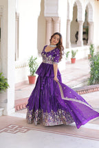 Designer Purple Lehenga Choli Set with Dupatta For Women
