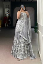 Designer Star Georgette Suit Sequins Thread Embroidery Work Set