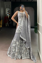 Designer Star Georgette Suit Sequins Thread Embroidery Work Set