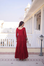 Designer Georgette Sequins Zari Work Flared Gown for Women
