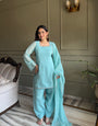 Designer Sky Crunchy Silk Siroski Work Women's Suit Set