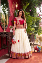 Designer Vichitra Fabric Heavy Embroidery Lehenga Choli & Koti Set
